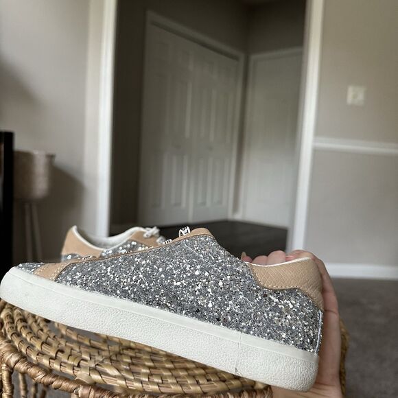 Vintage Havana Silver Glitter Tan Star Sneakers Sz 7 EXCELLENT! Beige White Shoe - Picture 2 of 9